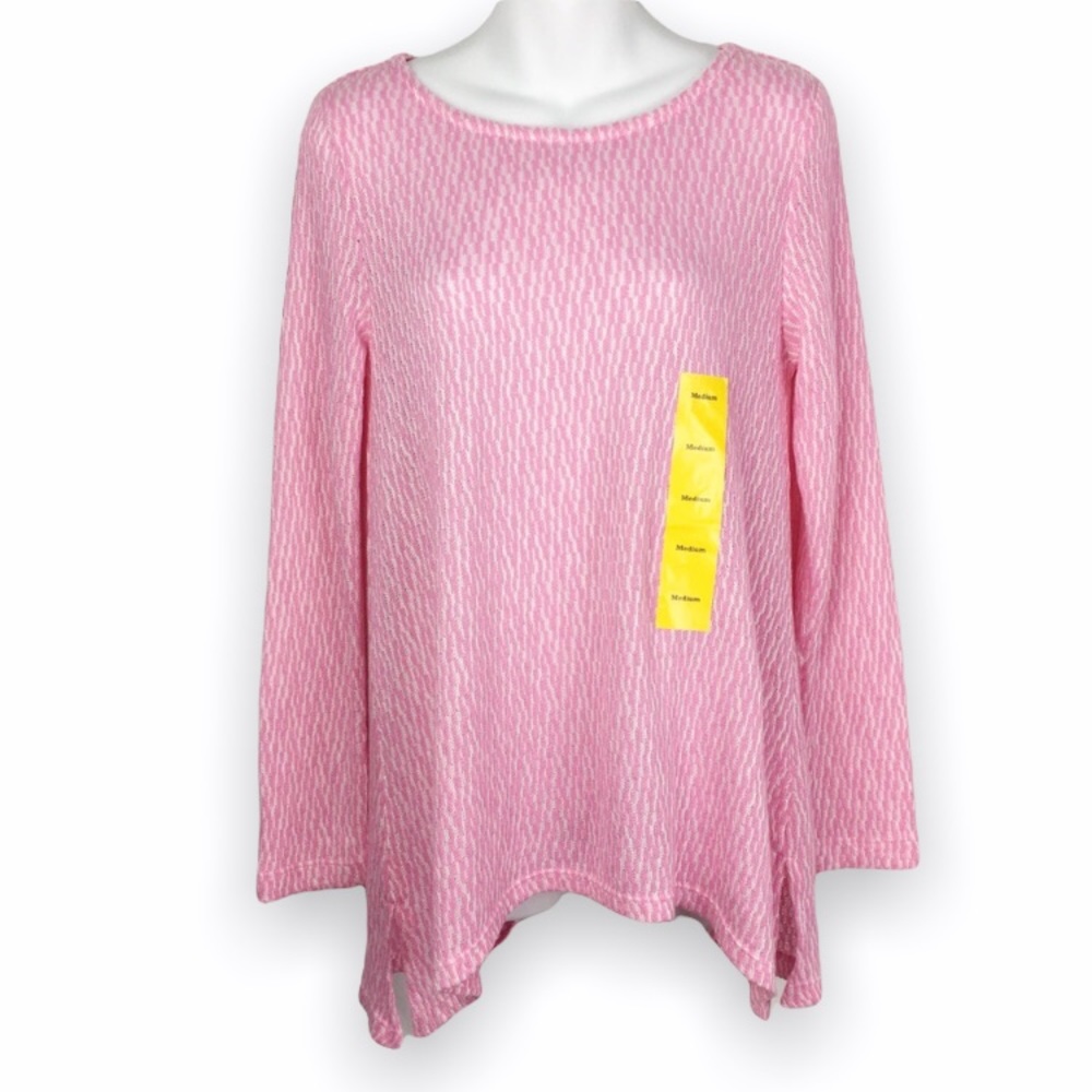 Chelsea & Theodore Women's Medium Pink & White Tunic Top